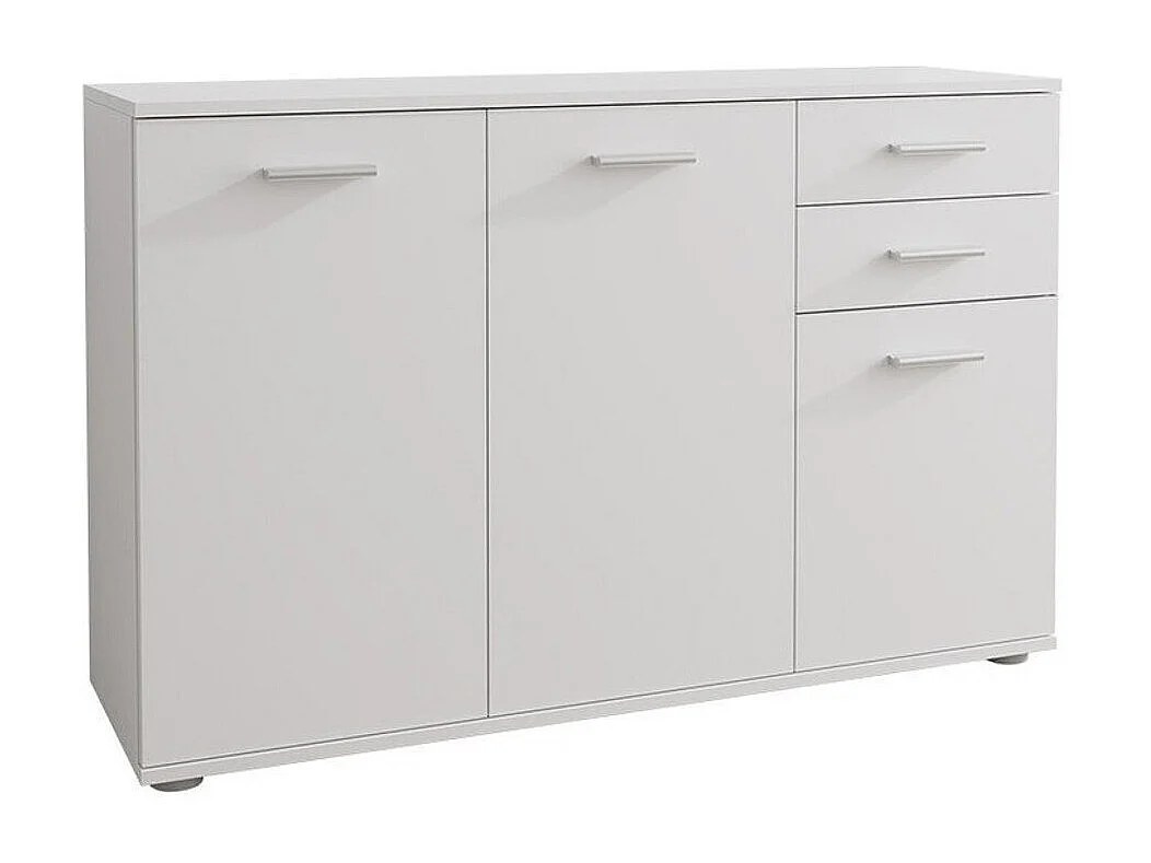 Commode Tucson 132, Blanc, Avec tiroirs et portes, Nombre de tiroirs: 2, 76x107x35cm