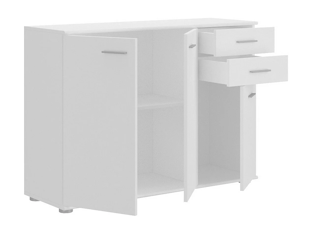 Commode Tucson 132, Blanc, Avec tiroirs et portes, Nombre de tiroirs: 2, 76x107x35cm