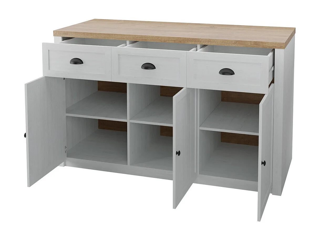 Commode Ferdore 101, Pin Anderson|Chêne de Lefkas, Tiroirs et portes, 87x130x43cm