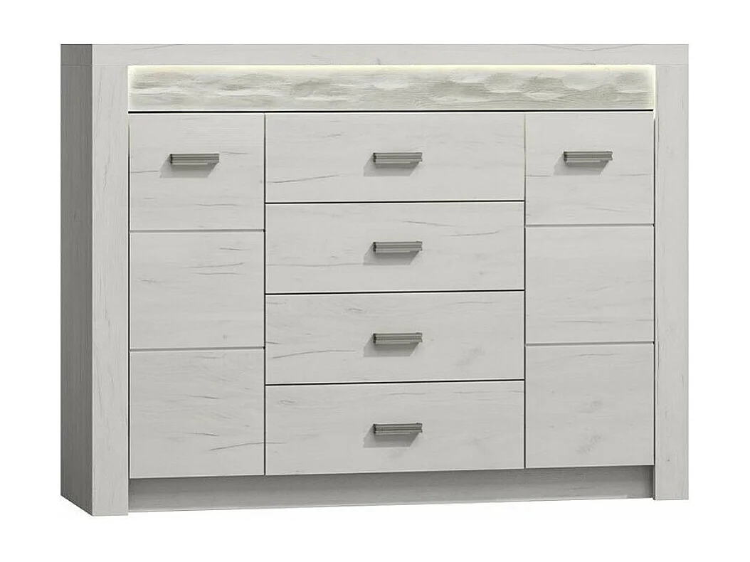 Cómoda Serfeno 104, Arte blanco, Con cajones y puertas, Número de cajones: 4, 104x137cm