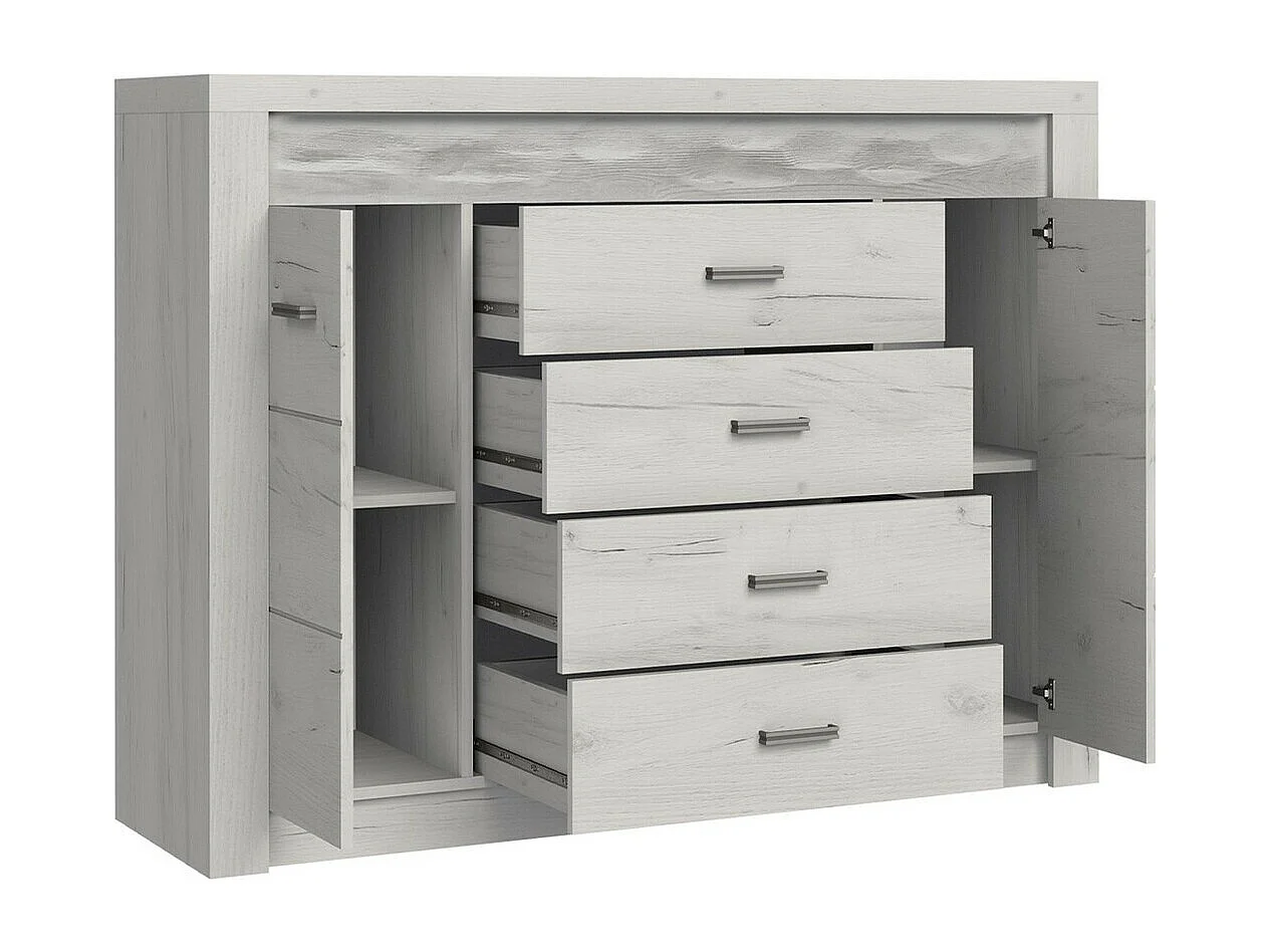 Cómoda Serfeno 104, Arte blanco, Con cajones y puertas, Número de cajones: 4, 104x137cm