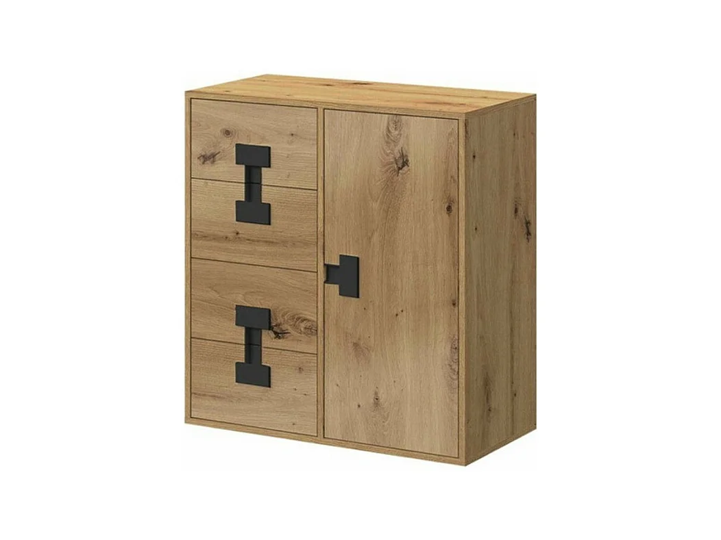 Commode Florevi 103, Chêne Artisan, Avec tiroirs et portes, Nombre de tiroirs: 4, 86x80cm