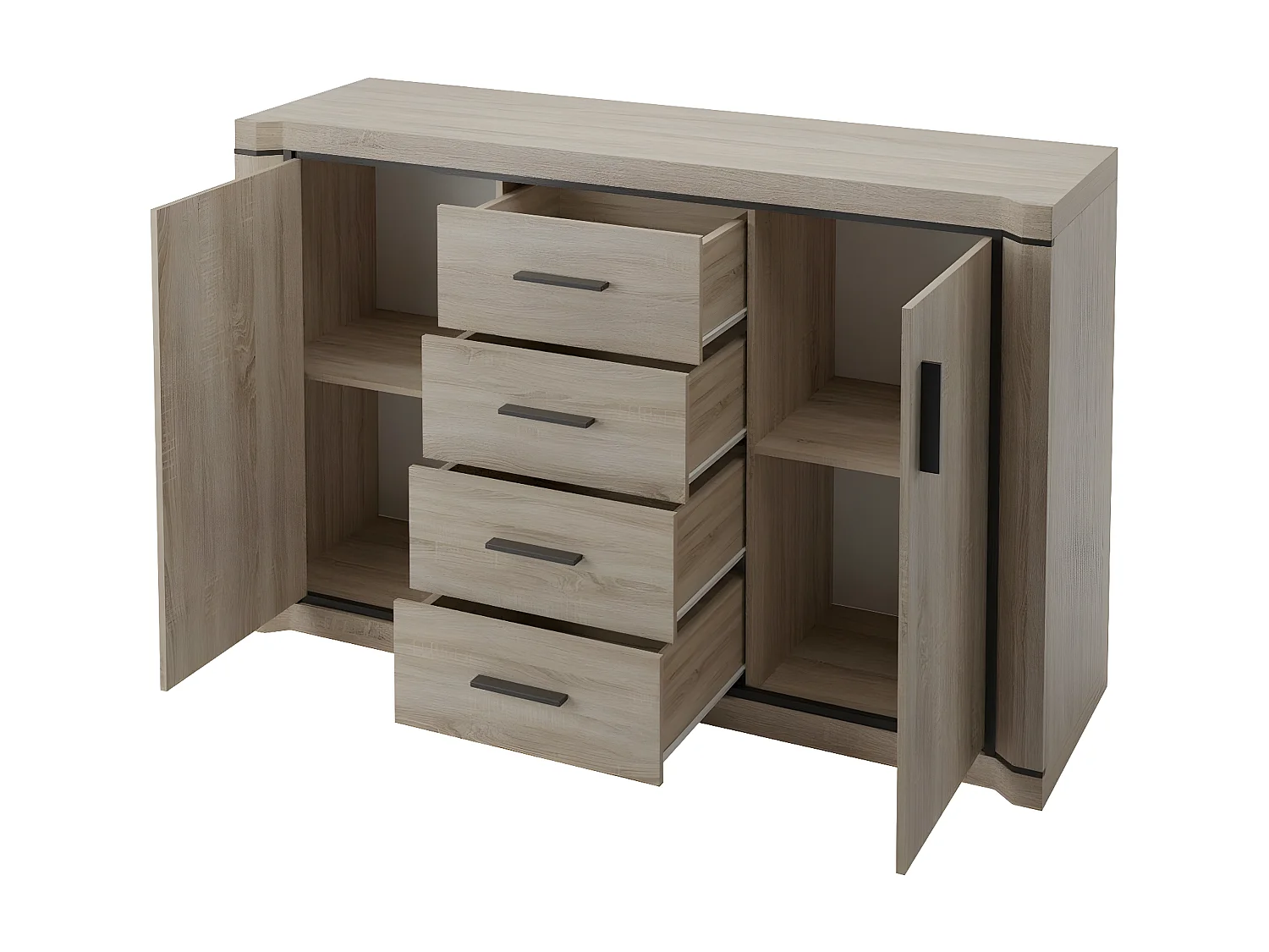 Cómoda Lorelie 104, Com gavetas e portas, Número de gavetas: 4