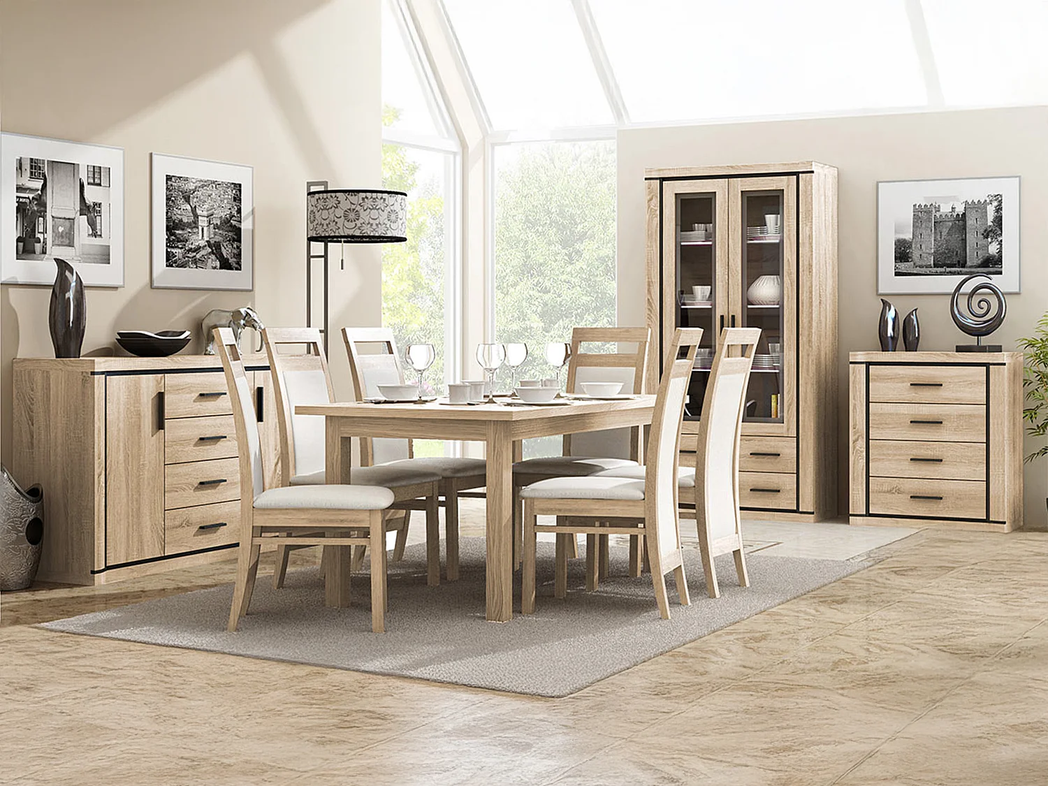 Commode Lorelie 104, Sonoma chêne, Tiroirs et portes, Nombre de tiroirs: 4, 91x137x44cm