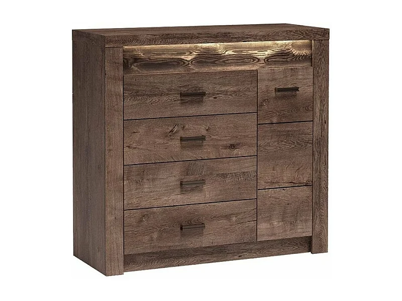 Cómoda Serfeno 115, Fresno oscuro, Con cajones y puertas, Número de cajones: 4, 104x109cm