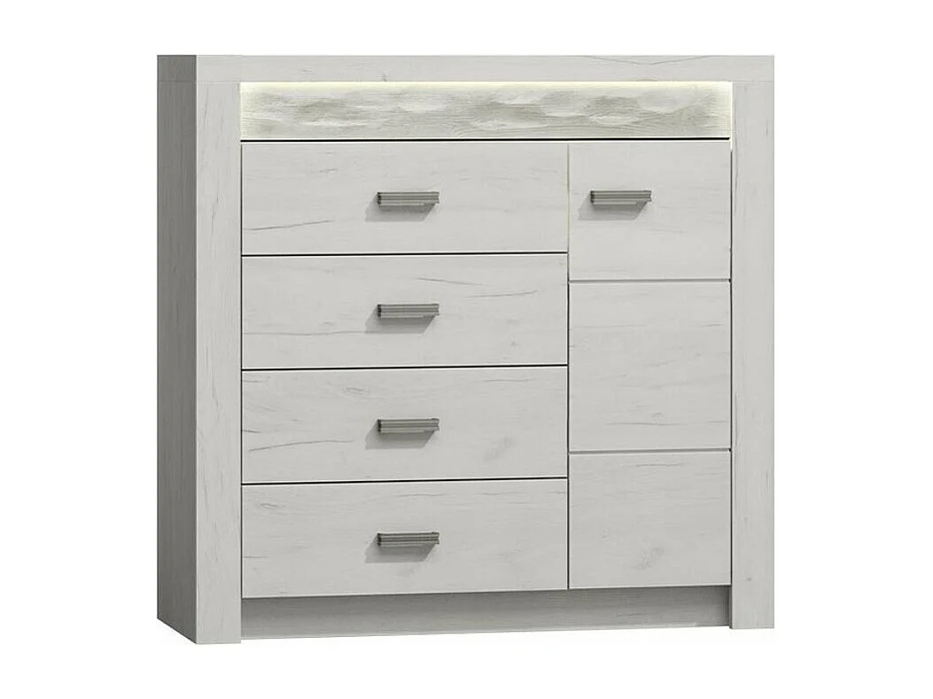 Commode Serfeno 115, Artisanat blanc, Avec tiroirs et portes, Nombre de tiroirs: 4, 104cm