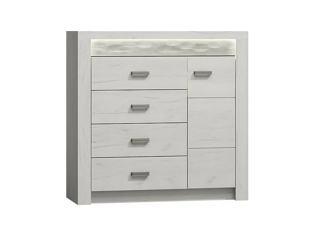 Commode Serfeno 115, Artisanat blanc, Avec tiroirs et portes, Nombre de tiroirs: 4, 104cm
