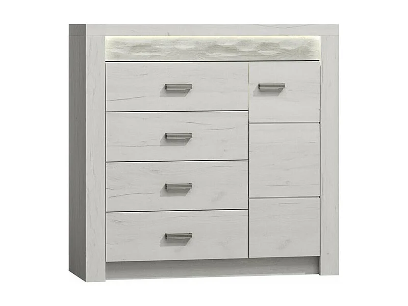 Commode Serfeno 115, Artisanat blanc, Tiroirs et portes, Nombre de tiroirs: 4, 104x109cm