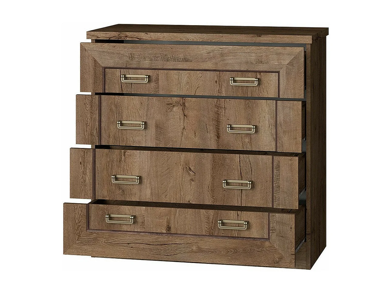 Commode Lircava 100, Chêne de Lefkas, Avec tiroirs, Nombre de tiroirs: 4, 90x90x44cm