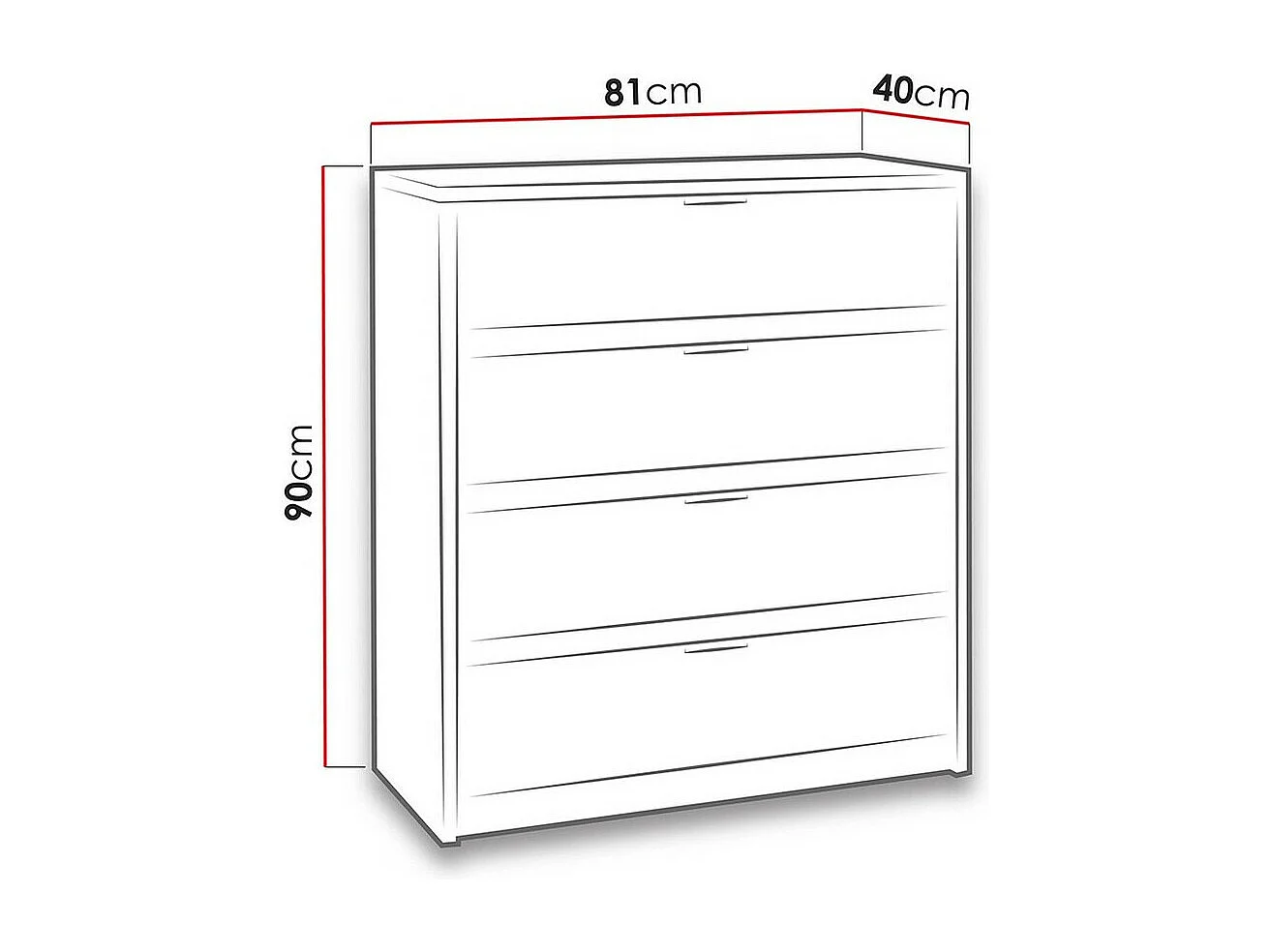 Cómoda Fivelbo 102, Negro brillante|Roble del Monastery, Con cajones, 90x81x40cm