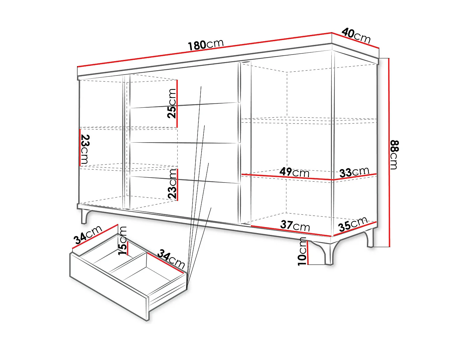 Cómoda Livseri 103, Com gavetas e portas, Número de gavetas: 4