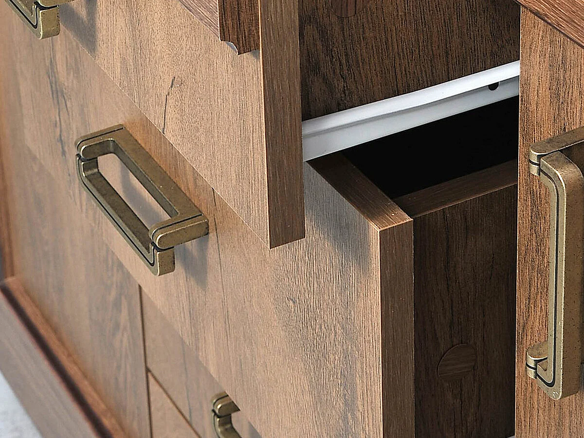 Cómoda Lircava 105, Roble de lefkada, Con cajones y puertas, Número de cajones: 4, 90cm