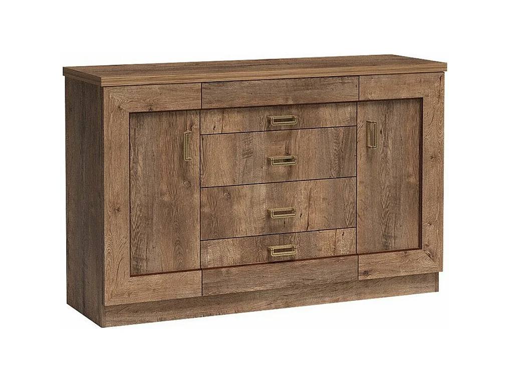 Commode Lircava 105, Chêne de Lefkas, Avec tiroirs et portes, Nombre de tiroirs: 4, 90cm
