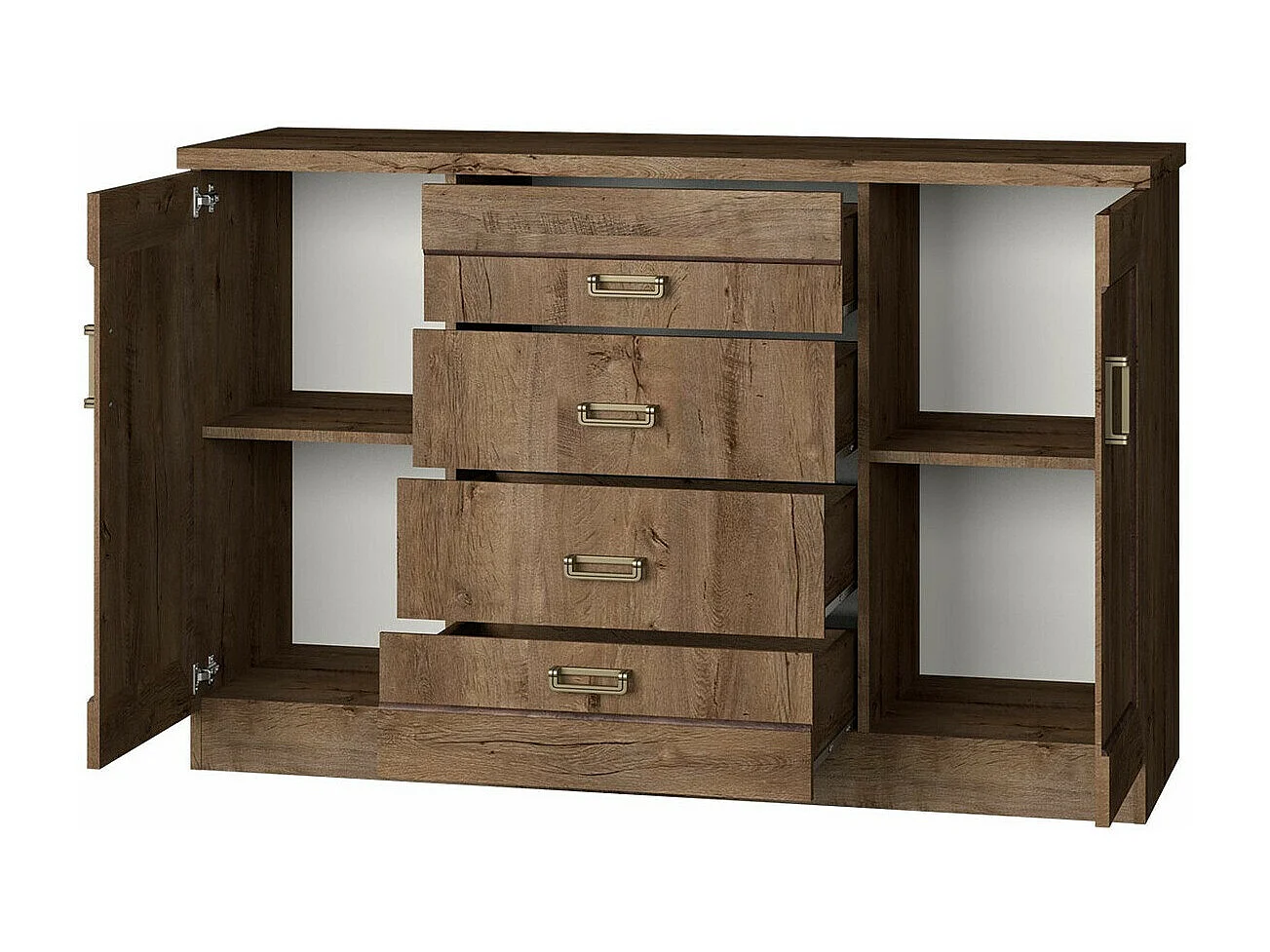 Commode Lircava 105, Chêne de Lefkas, Tiroirs et portes, Nombre de tiroirs: 4, 90x140cm