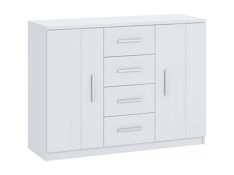 Commode Catromi 100, Blanc, Avec tiroirs et portes, Nombre de tiroirs: 4, 90x120x40cm