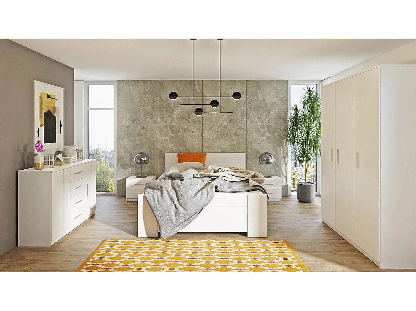 Cómoda Catromi 100, Com gavetas e portas, Número de gavetas: 4