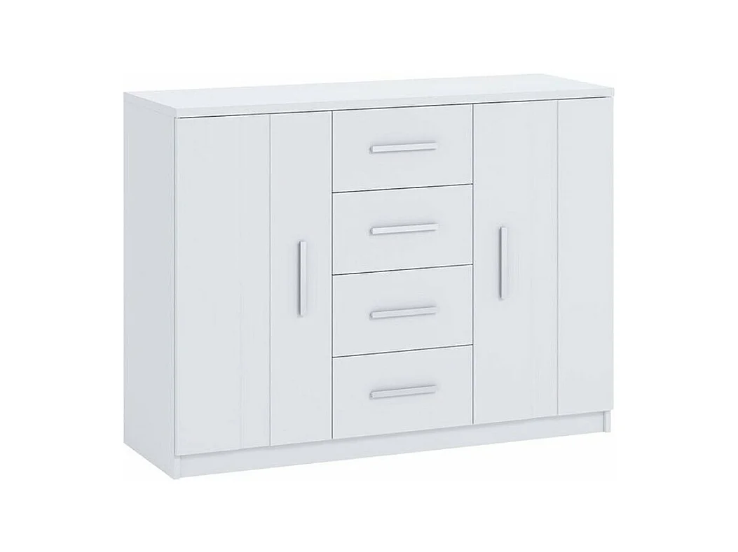 Cómoda Catromi 100, Blanco, Con cajones y puertas, Número de cajones: 4, 90x120x40cm
