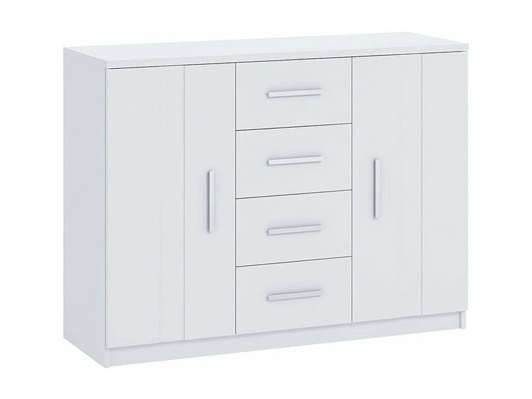 Commode Catromi 100, Blanc, Tiroirs et portes, Nombre de tiroirs: 4, 90x120x40cm