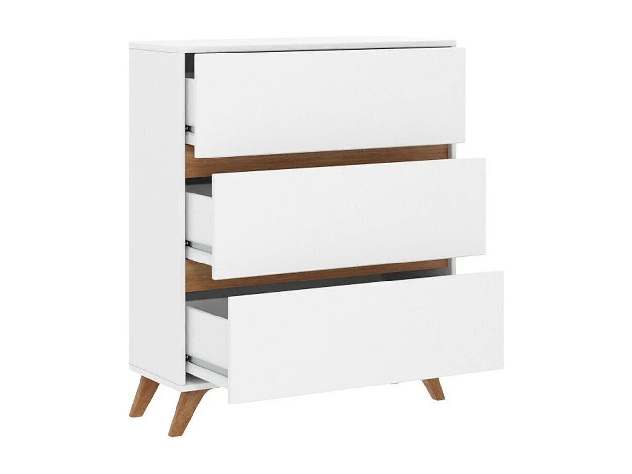 Cómoda Mavenoa 101, Blanco|Roble dorado, Con cajones, Número de cajones: 3, 95x80x35cm