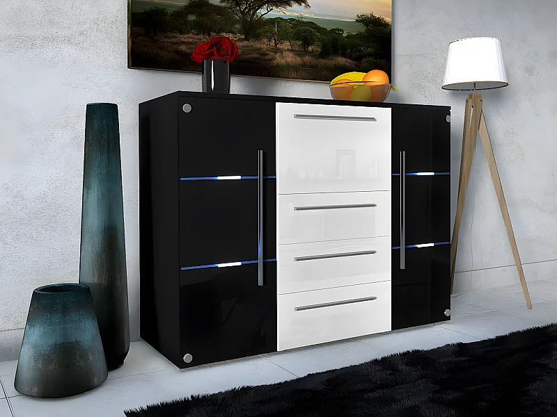 Commode Nashville 101, Avec tiroirs et portes, Nombre de tiroirs: 3, 115x136x39cm