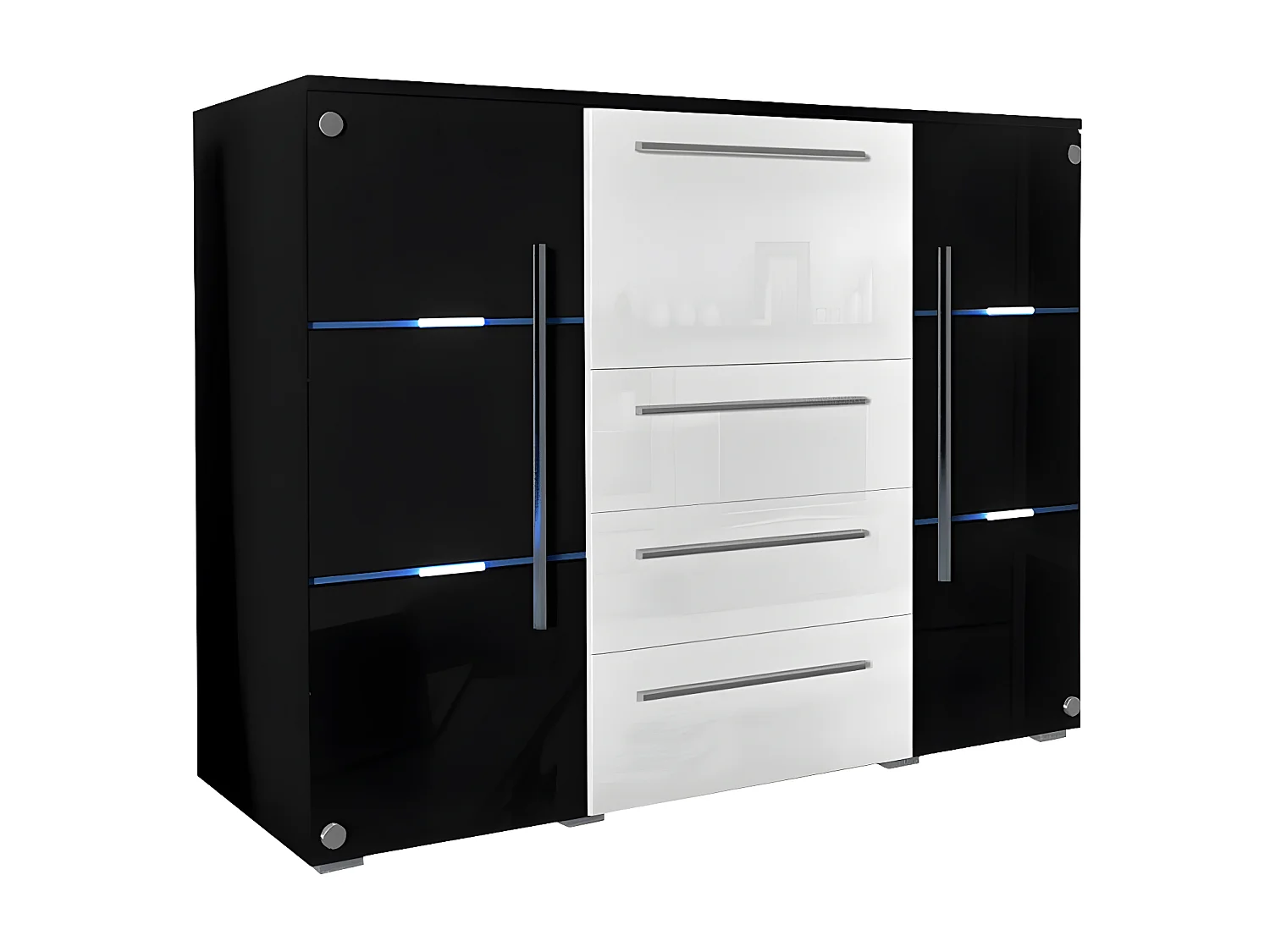 Commode Nashville 101, Avec tiroirs et portes, Nombre de tiroirs: 3, 115x136x39cm