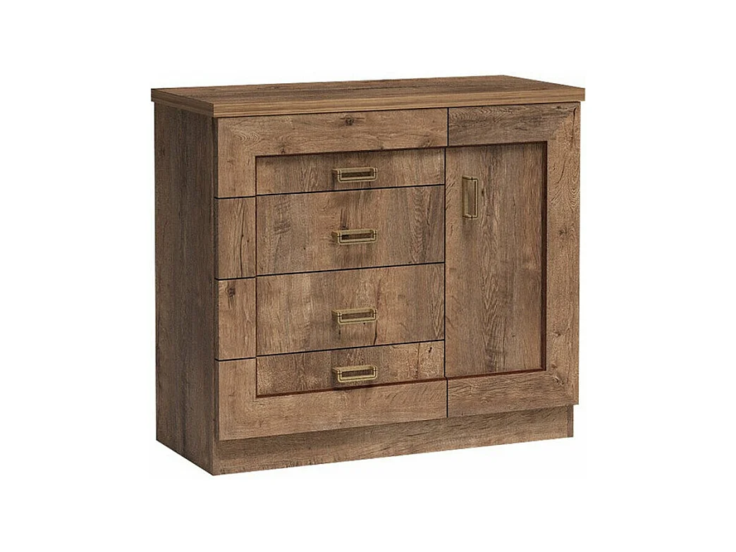 Commode Lircava 117, Chêne de Lefkas, Avec tiroirs et portes, Nombre de tiroirs: 4, 91cm