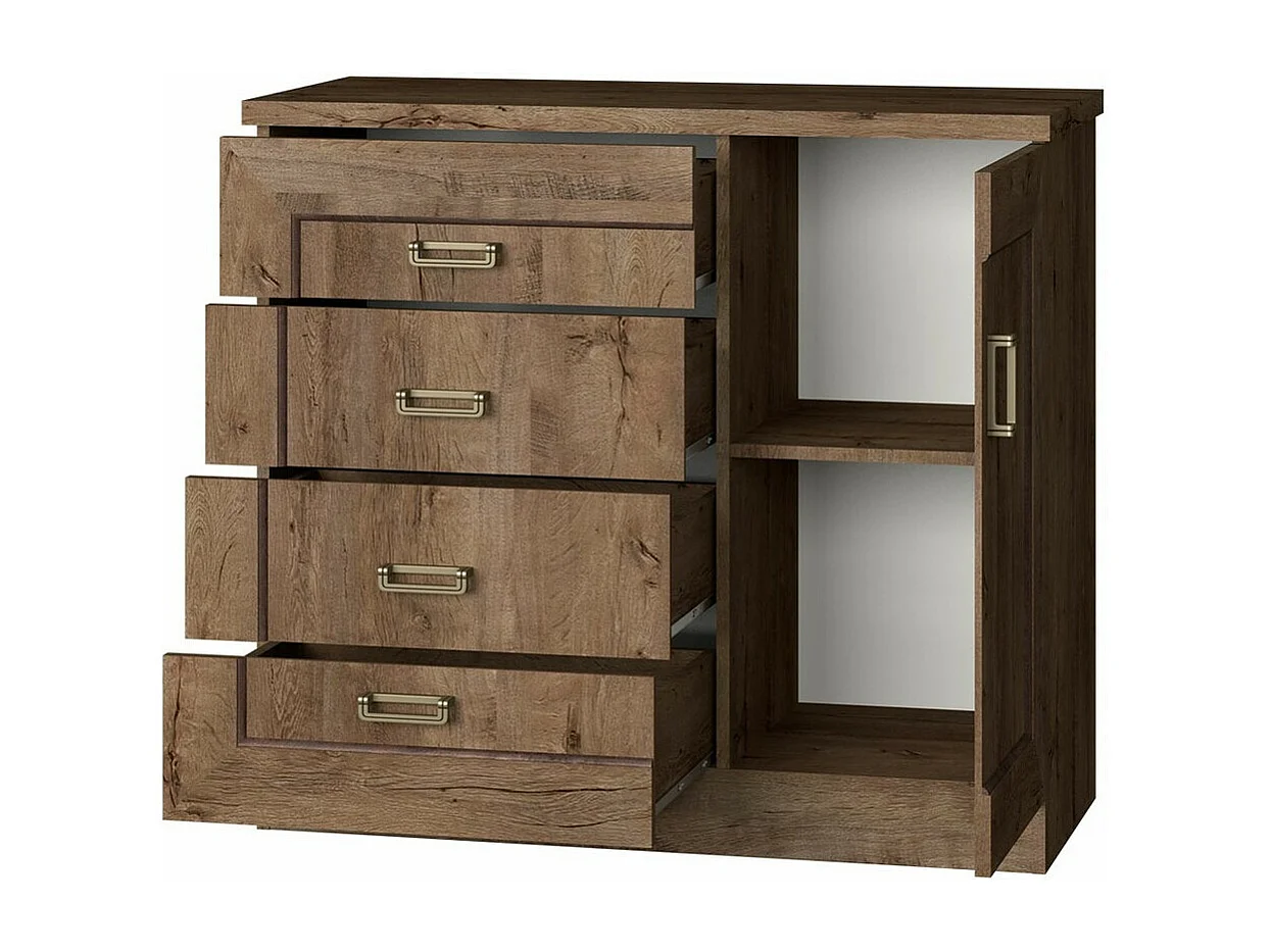 Commode Lircava 117, Chêne de Lefkas, Tiroirs et portes, Nombre de tiroirs: 4, 91x100cm