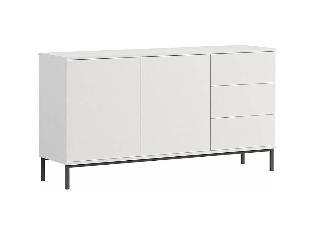 Commode Lomsore 104, Blanc, Avec tiroirs et portes, Nombre de tiroirs: 3, 80x150x41cm