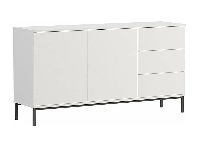 Cómoda Lomsore 104, Blanco, Con cajones y puertas, Número de cajones: 3, 80x150x41cm