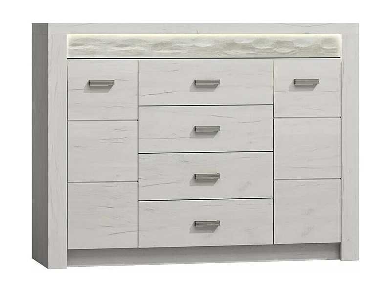 Cómoda Serfeno 104, Arte blanco, Con cajones y puertas, Número de cajones: 4, 104x137cm