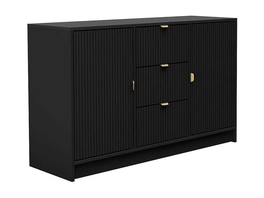Commode Comfivo Larmire 101, Noir, Tiroirs et portes, 75x118x40cm