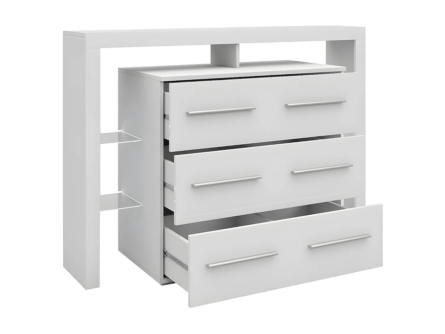 Cómoda Nashville 108, Gris brillante|Blanco, Con cajones, Número de cajones: 3, 101x140cm