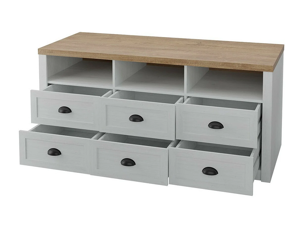 Commode Ferdore 104, Chêne de Lefkas|Pin Anderson, Avec tiroirs, Nombre de tiroirs: 6,