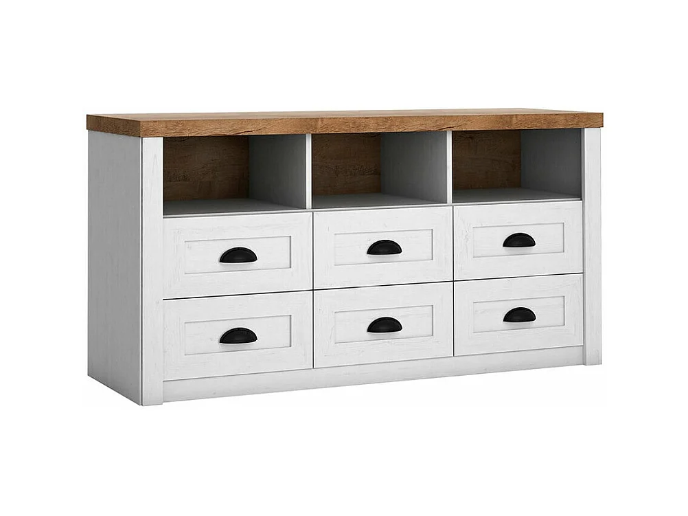 Commode Ferdore 104, Chêne de Lefkas|Pin Anderson, Avec tiroirs, Nombre de tiroirs: 6,