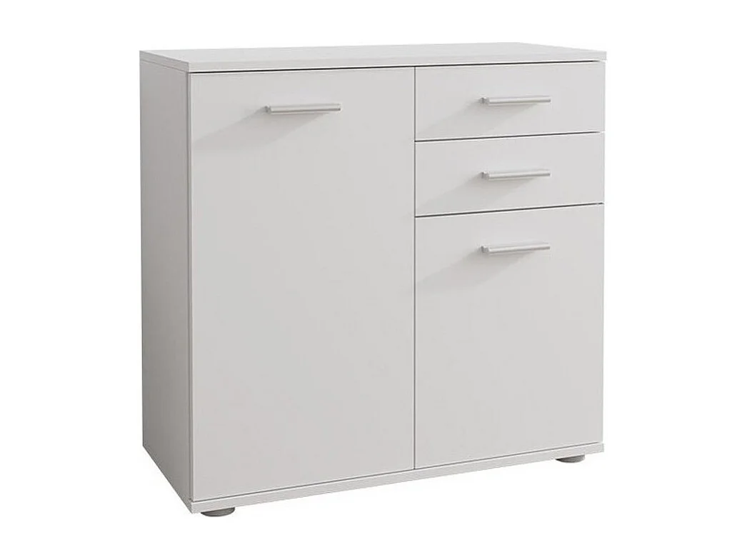 Commode Tucson 131, Blanc, Avec tiroirs et portes, Nombre de tiroirs: 2, 76x71x35cm