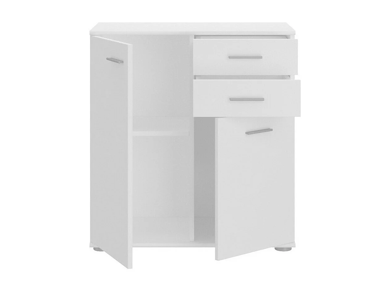 Commode Tucson 131, Blanc, Avec tiroirs et portes, Nombre de tiroirs: 2, 76x71x35cm