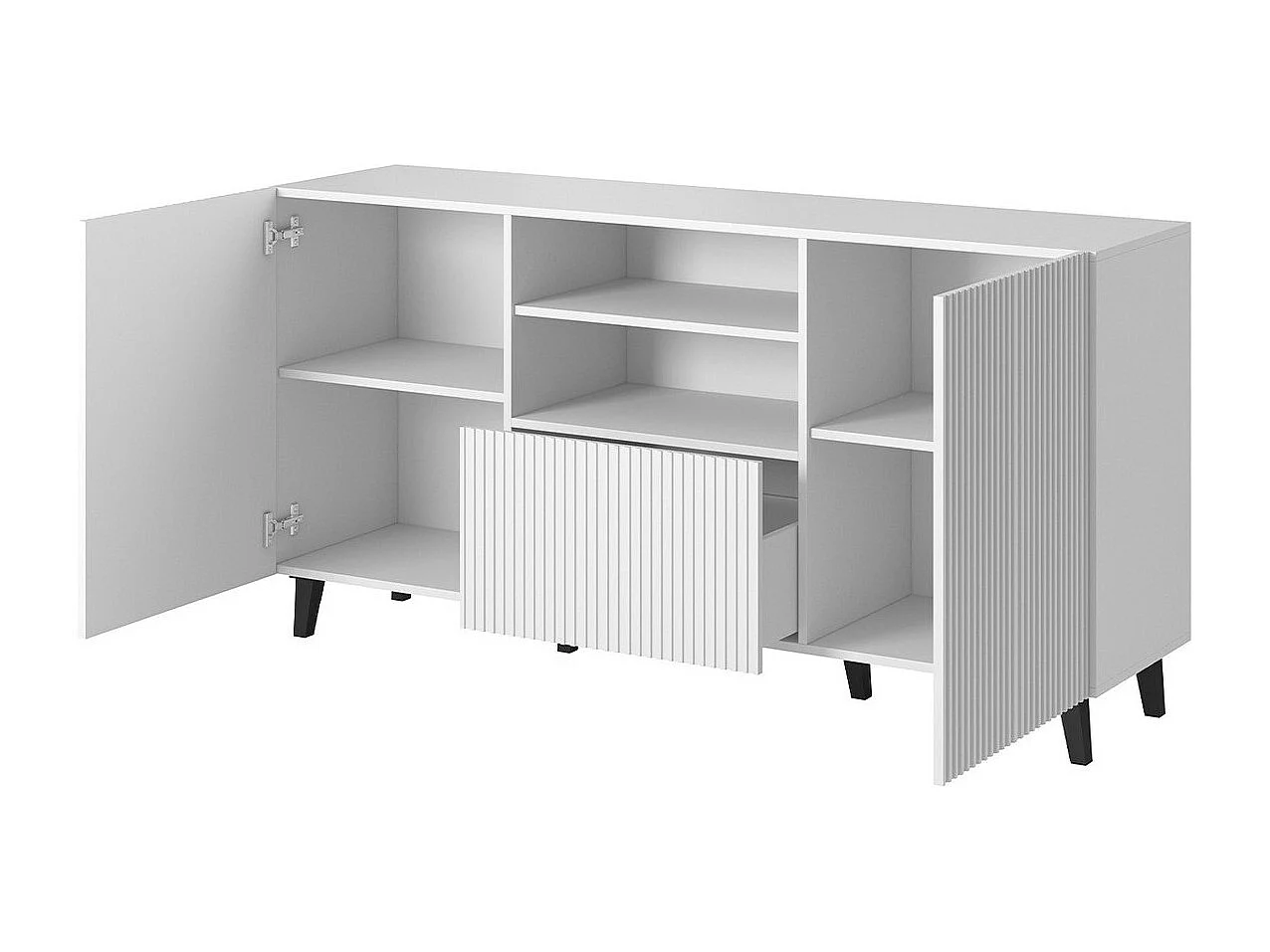 Cómoda Levmari 100, Blanco, Con cajones y puertas, Número de cajones: 1, 83x151x40cm