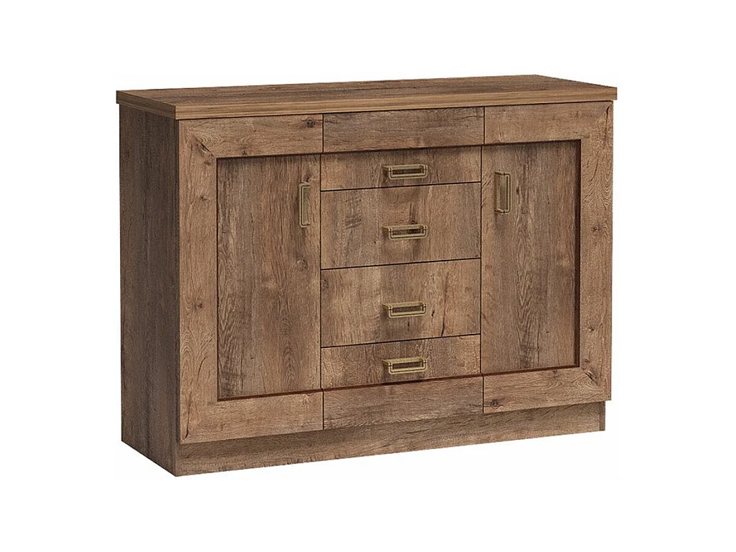 Commode Lircava 104, Chêne de Lefkas, Avec tiroirs et portes, Nombre de tiroirs: 4, 90cm