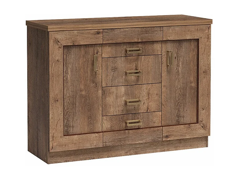 Commode Lircava 104, Chêne de Lefkas, Tiroirs et portes, Nombre de tiroirs: 4, 90x120cm