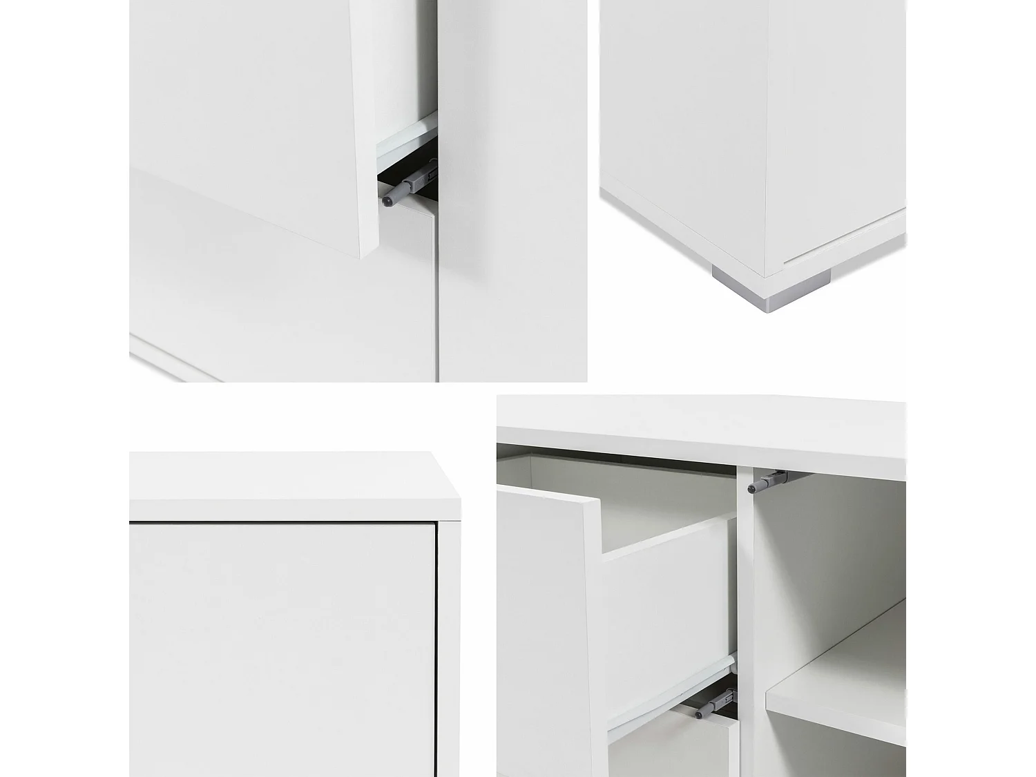 Cómoda Comfivo Fersoe 100, Blanco, Con cajones y puertas, Número de cajones: 2, 93x141cm