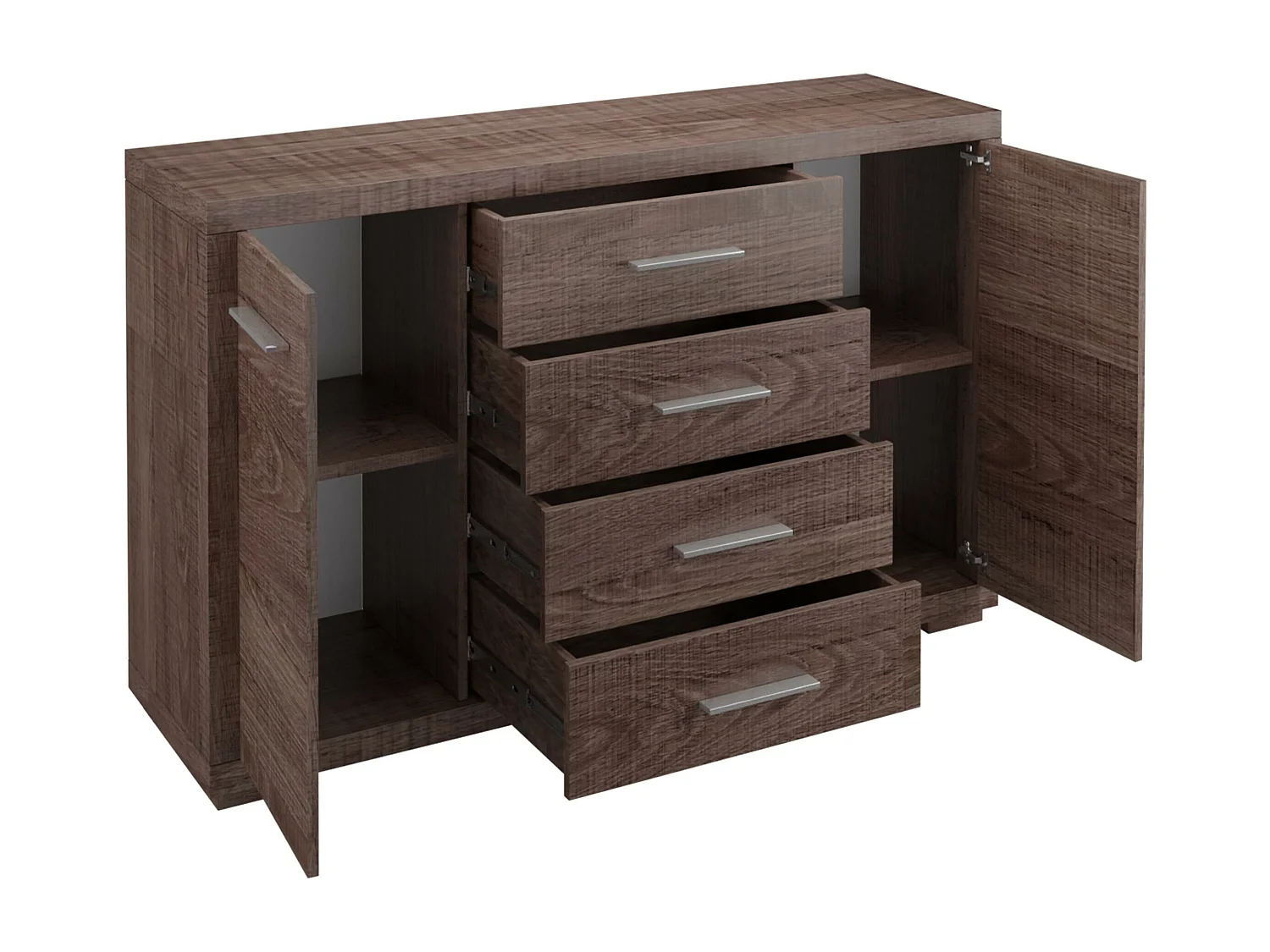 Cómoda Fiomeri 101, Roble Santana, Con cajones y puertas, Número de cajones: 4, 91x148cm