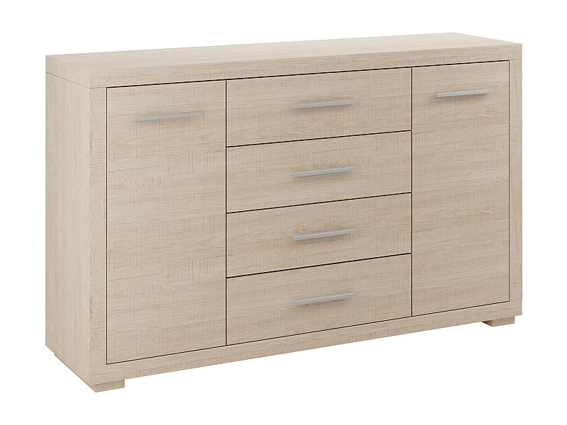 Cómoda Fiomeri 101, Roble Santana, Con cajones y puertas, Número de cajones: 4, 91x148cm