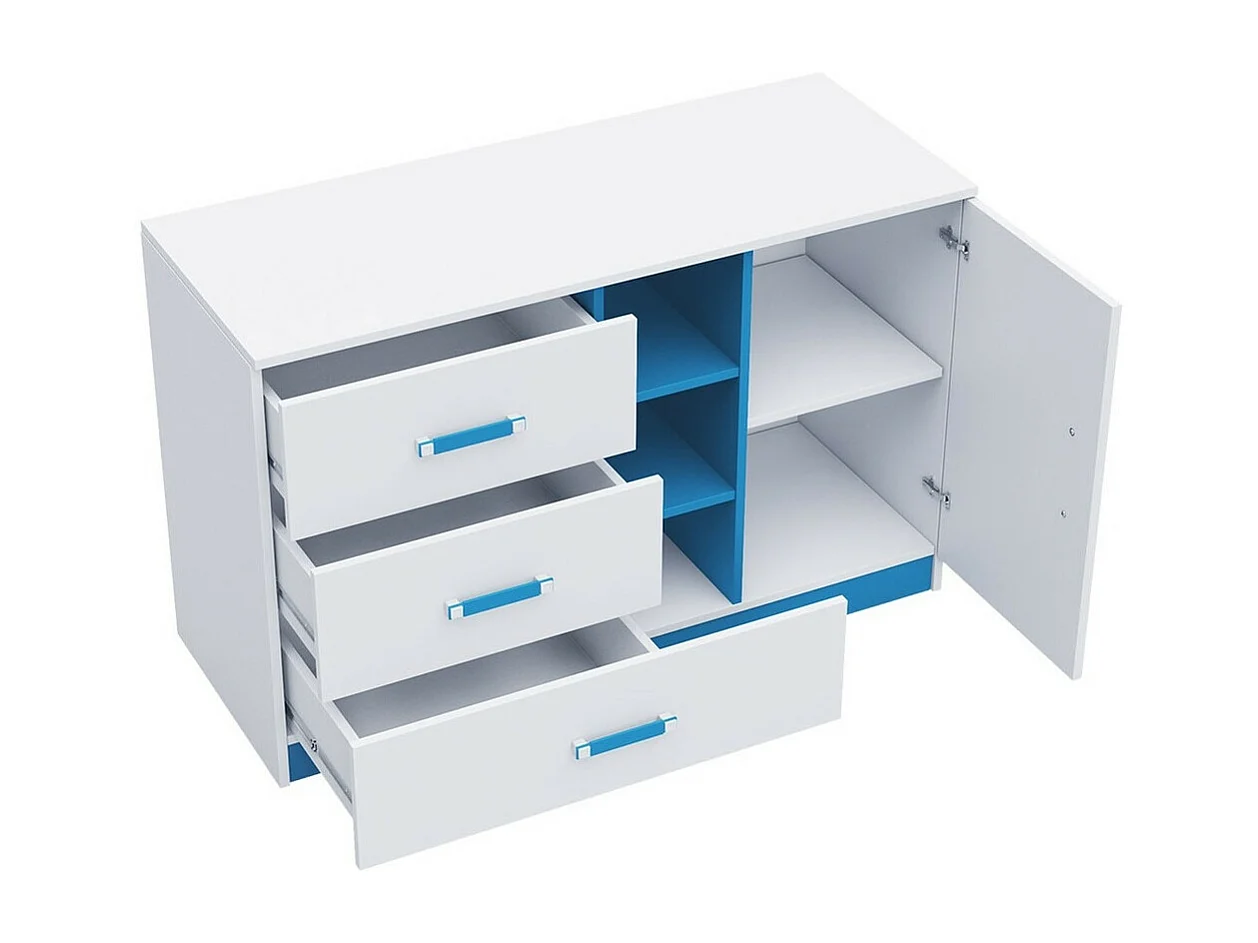 Cómoda Sorviru 101, Com gavetas e portas, Número de gavetas: 3