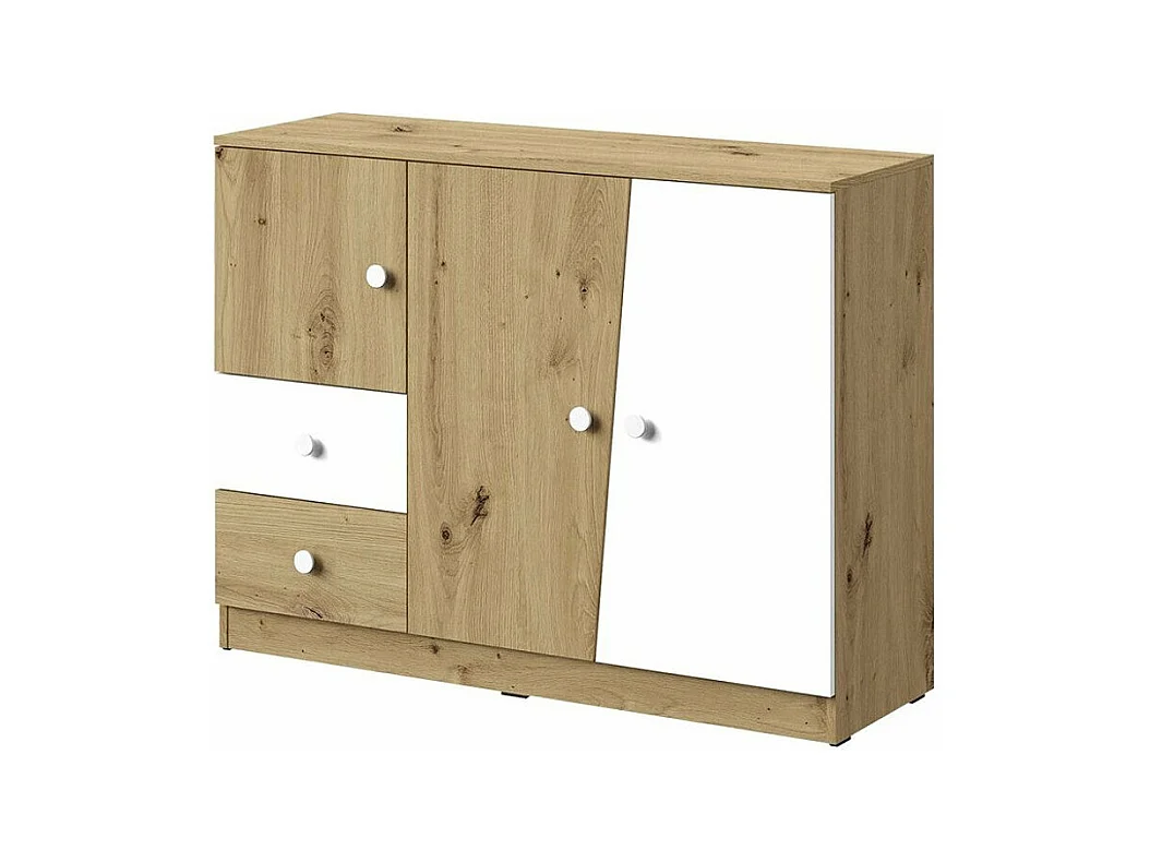 Cómoda Almira 106, Roble Artisan|Blanco, Con cajones y puertas, Número de cajones: 2,