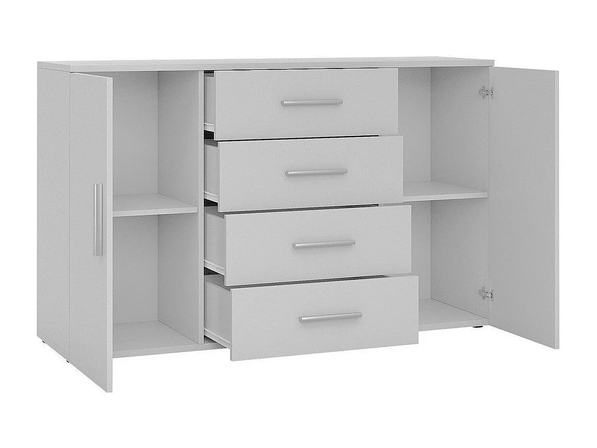 Commode Charlotte 118, Noir brillant|Noir, Avec tiroirs et portes, Nombre de tiroirs: 4,