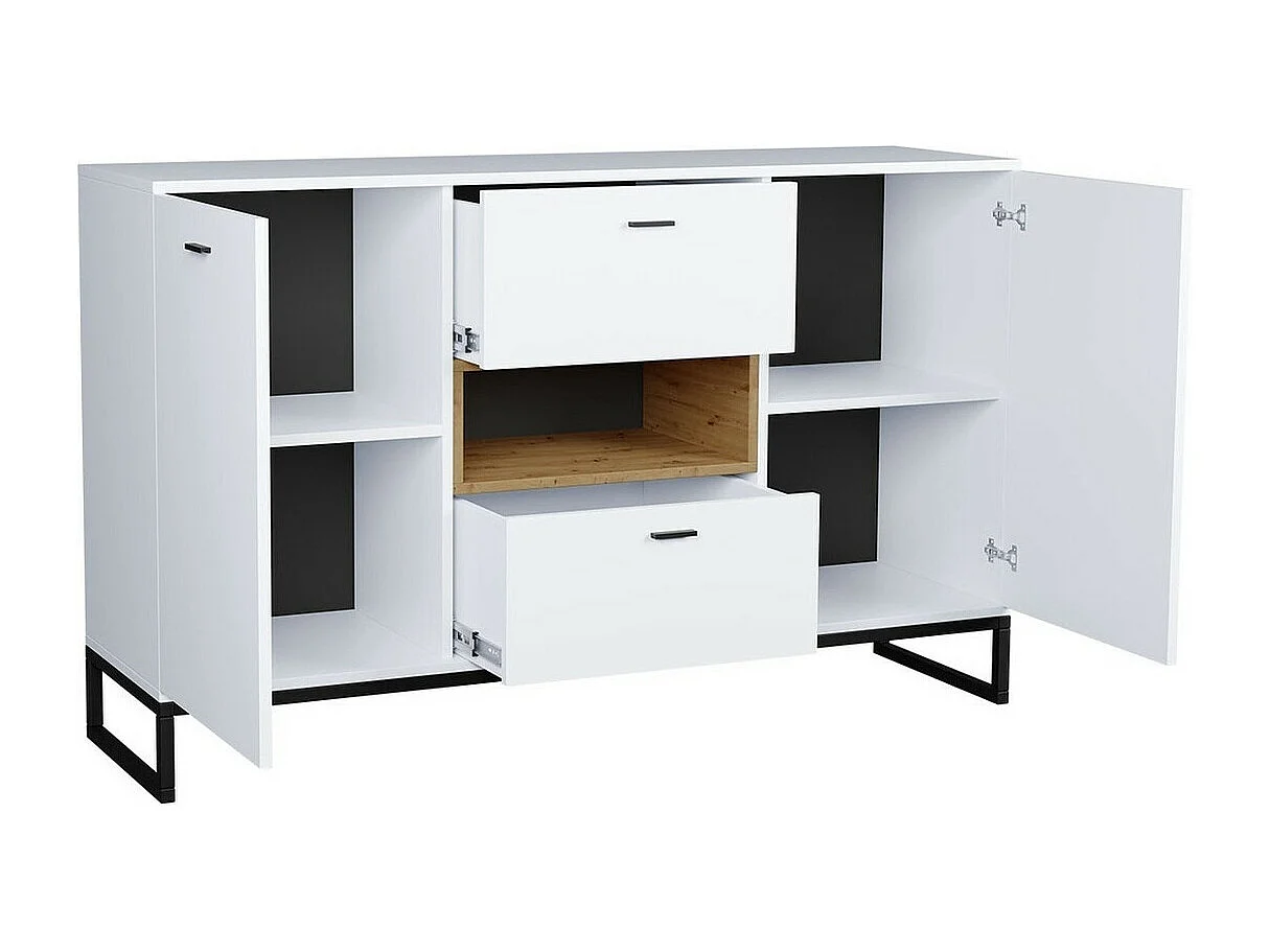 Cómoda Baltesi 104, Negro|Roble Artisan, Con cajones y puertas, Número de cajones: 2,