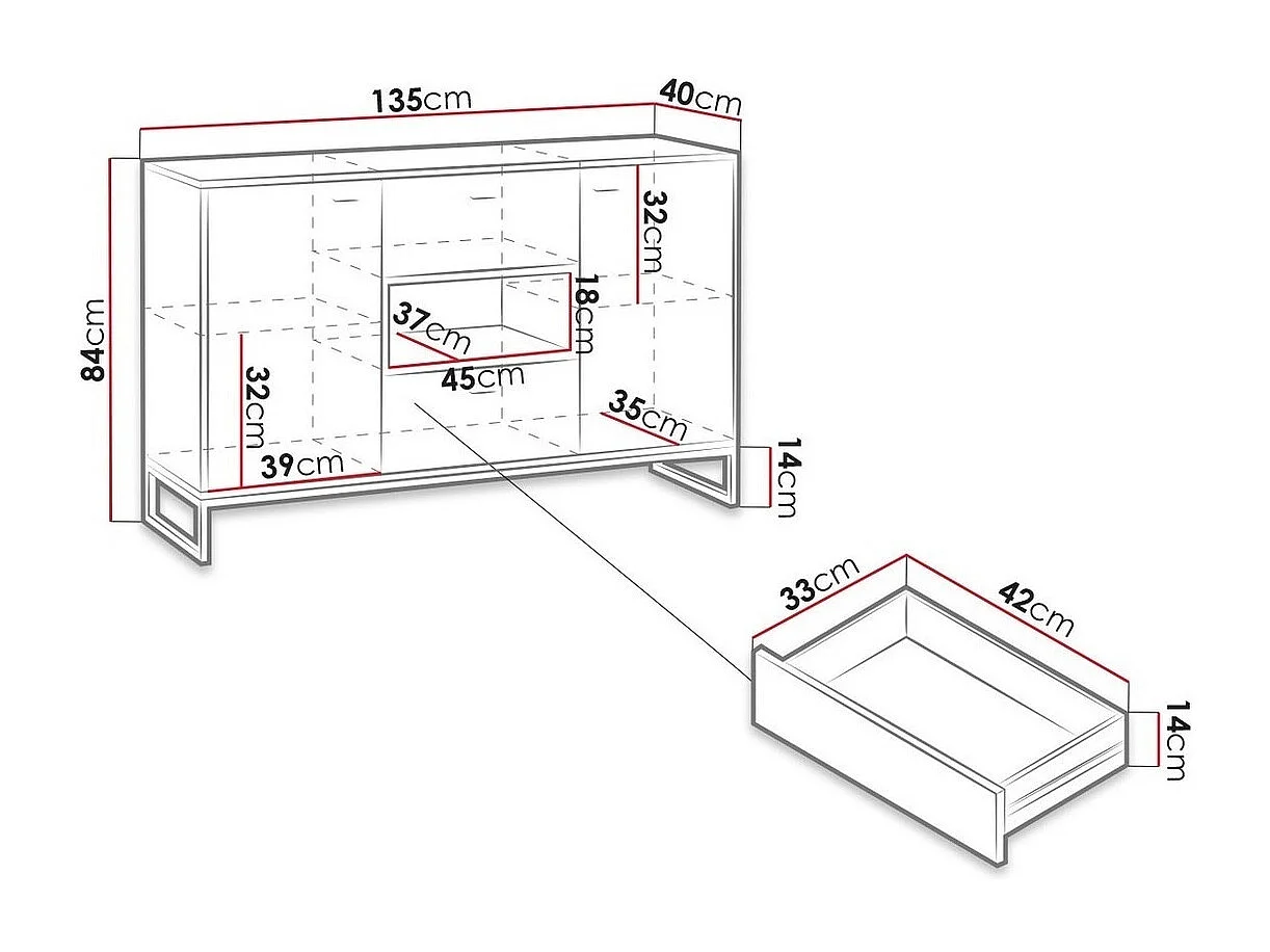 Cómoda Baltesi 104, Negro|Roble Artisan, Con cajones y puertas, Número de cajones: 2,
