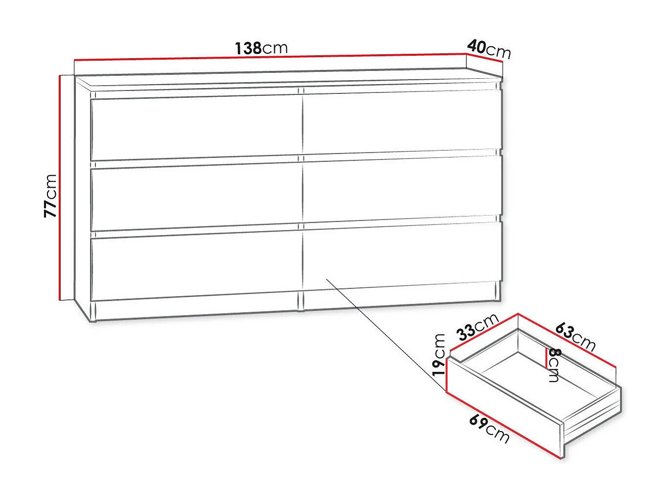 Cómoda Comfivo 161, Com gavetas, Número de gavetas: 6, 8x14x4cm