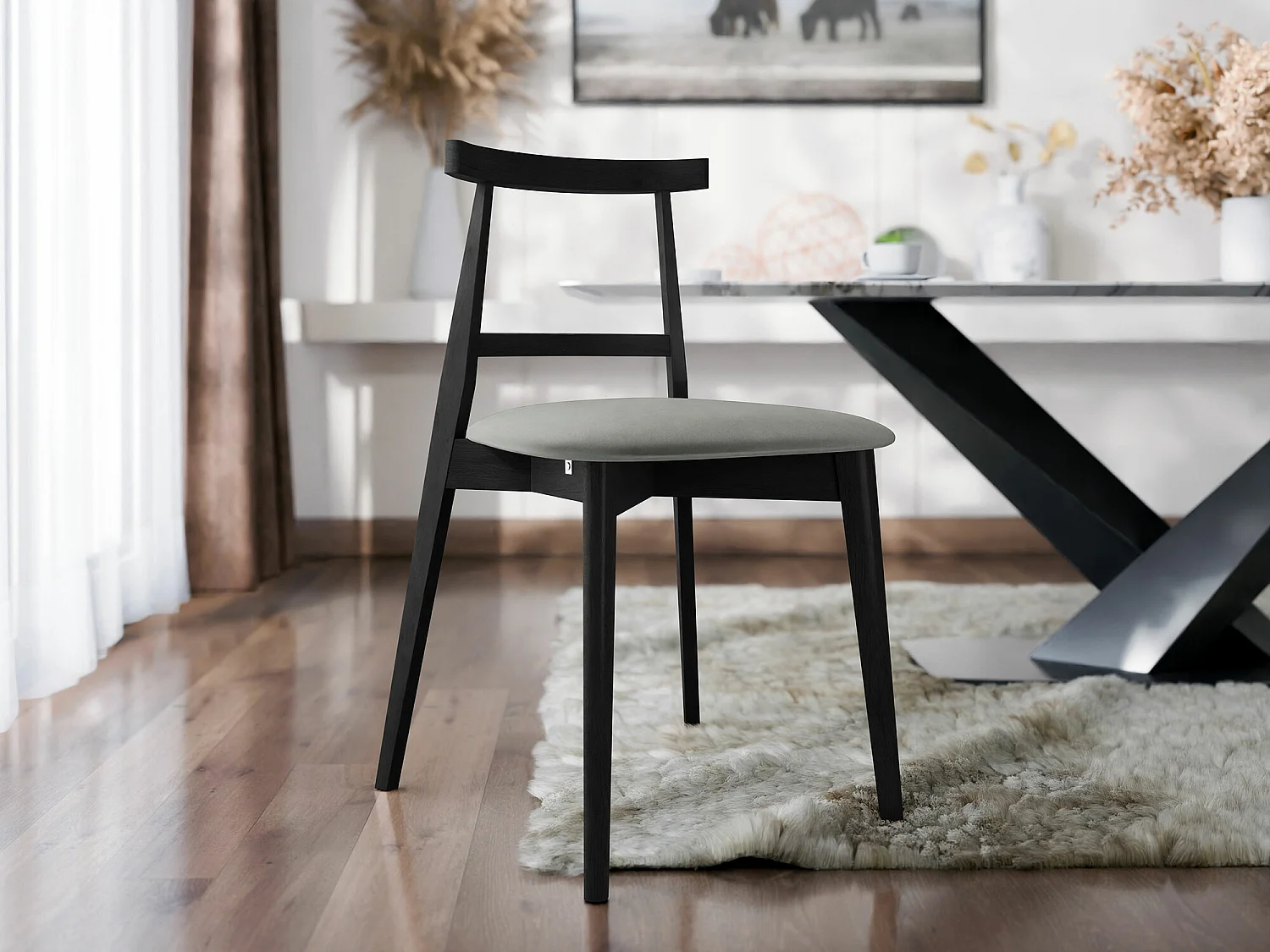 Silla Dearborn 104, 75x48x54cm, Tapiz, De madera, Madera