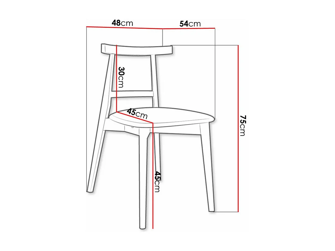 Chaise Dearborn 104, 75x48x54cm, Tissu, En bois, Bois